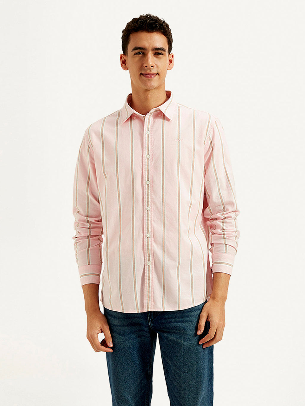 Men's Striped Slim Fit Oxford Shirt
