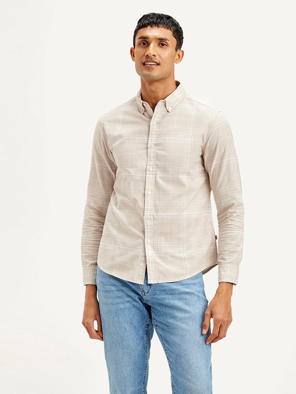 Men's Checkered Slim Fit Oxford Shirt