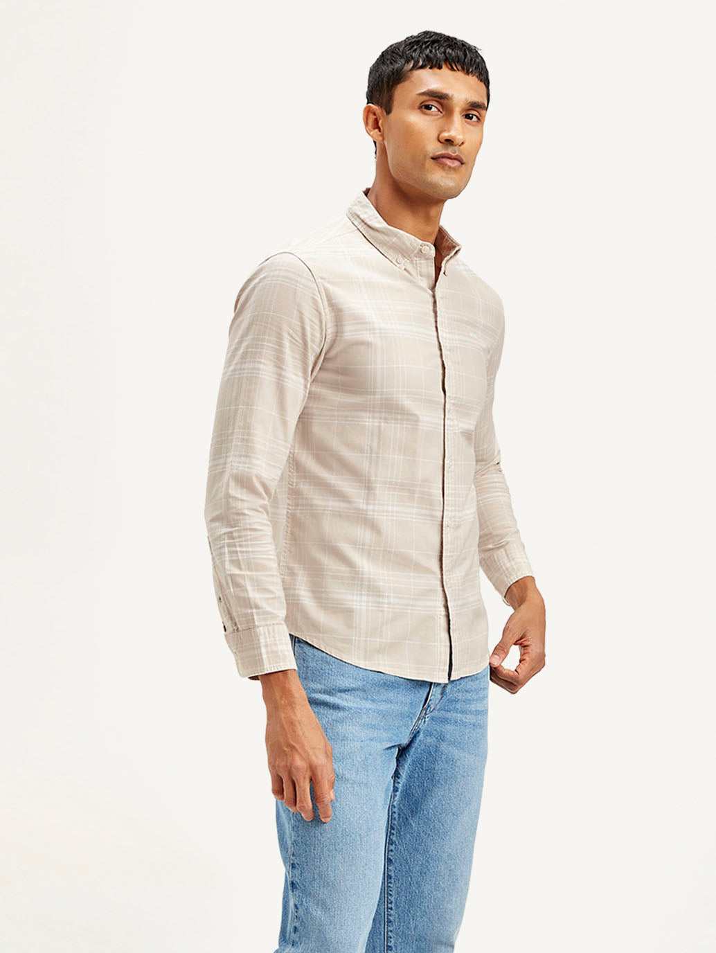 Men's Checkered Slim Fit Oxford Shirt