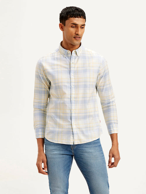 Men's Checkered Slim Fit Oxford Shirt