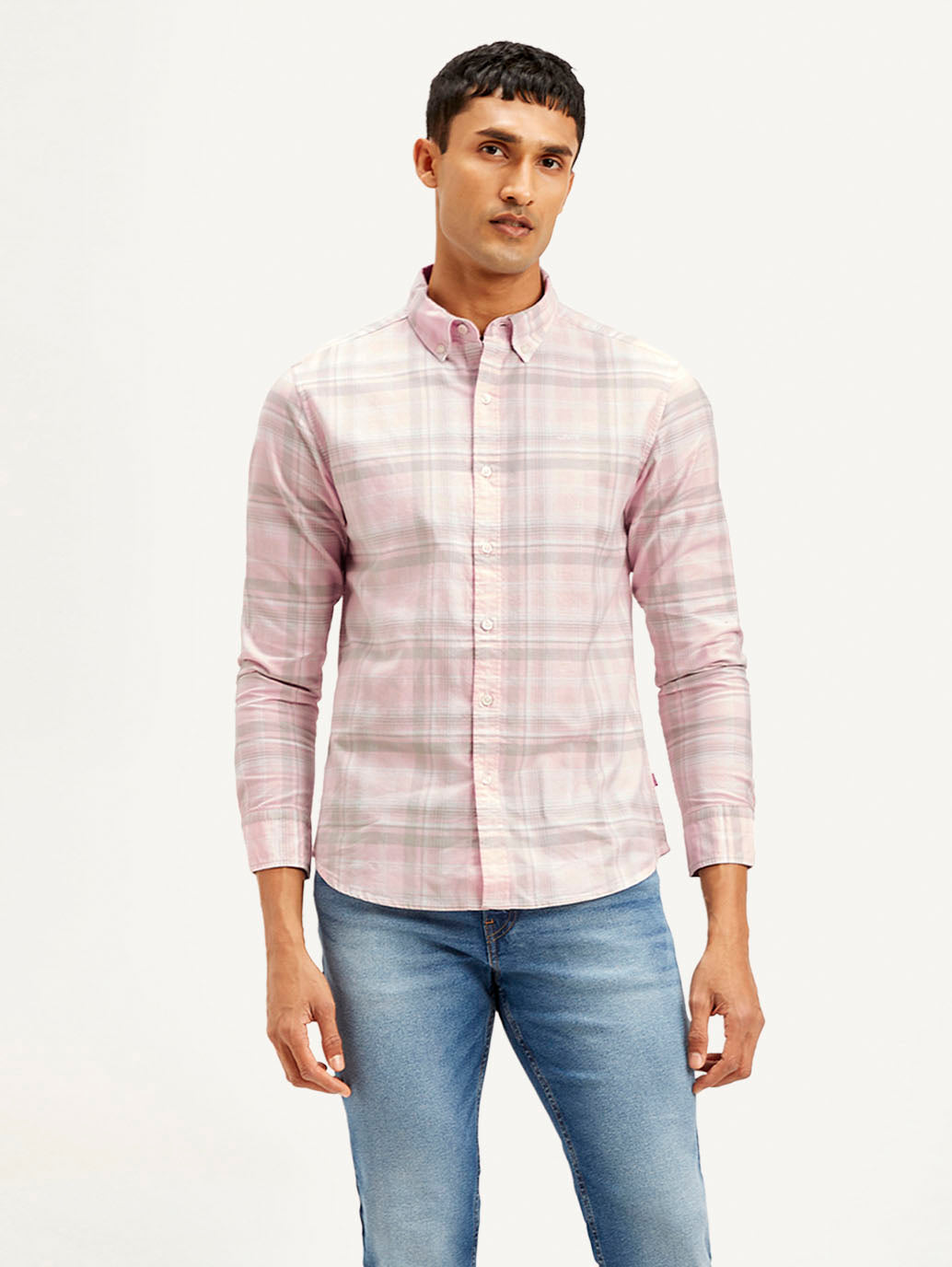 Men's Checkered Slim Fit Oxford Shirt