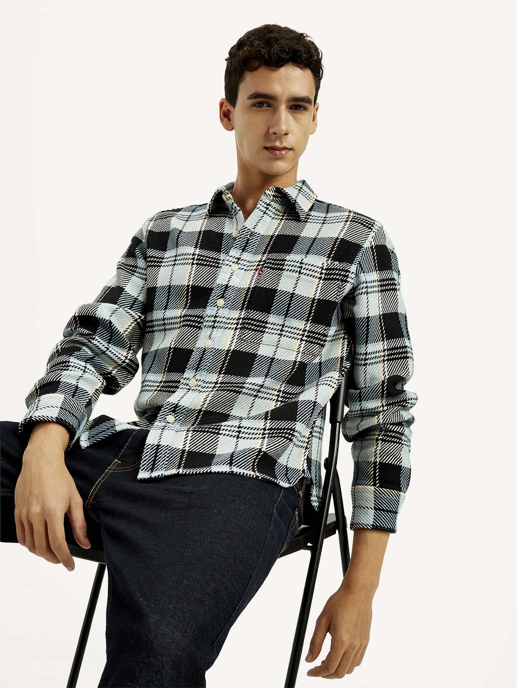 Men's Checkered Multi Color Relaxed Fit Plaid Shirt