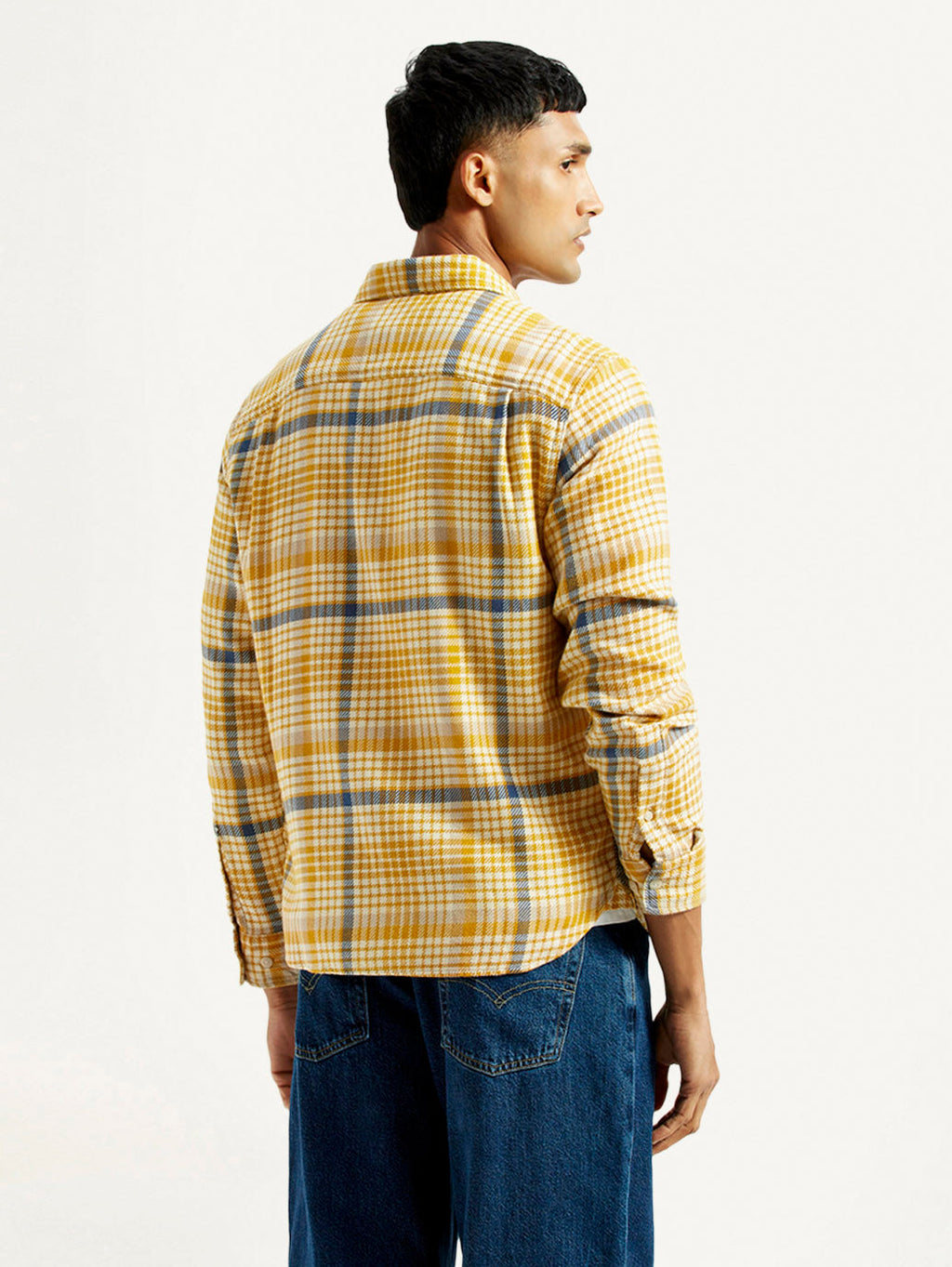 Men's Checkered Yellow Relaxed Fit Shirt