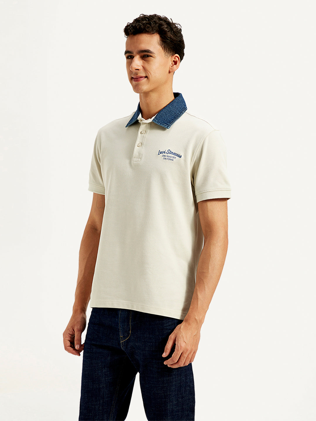 Men's Typographic Print Slim Fit Polo T-Shirt