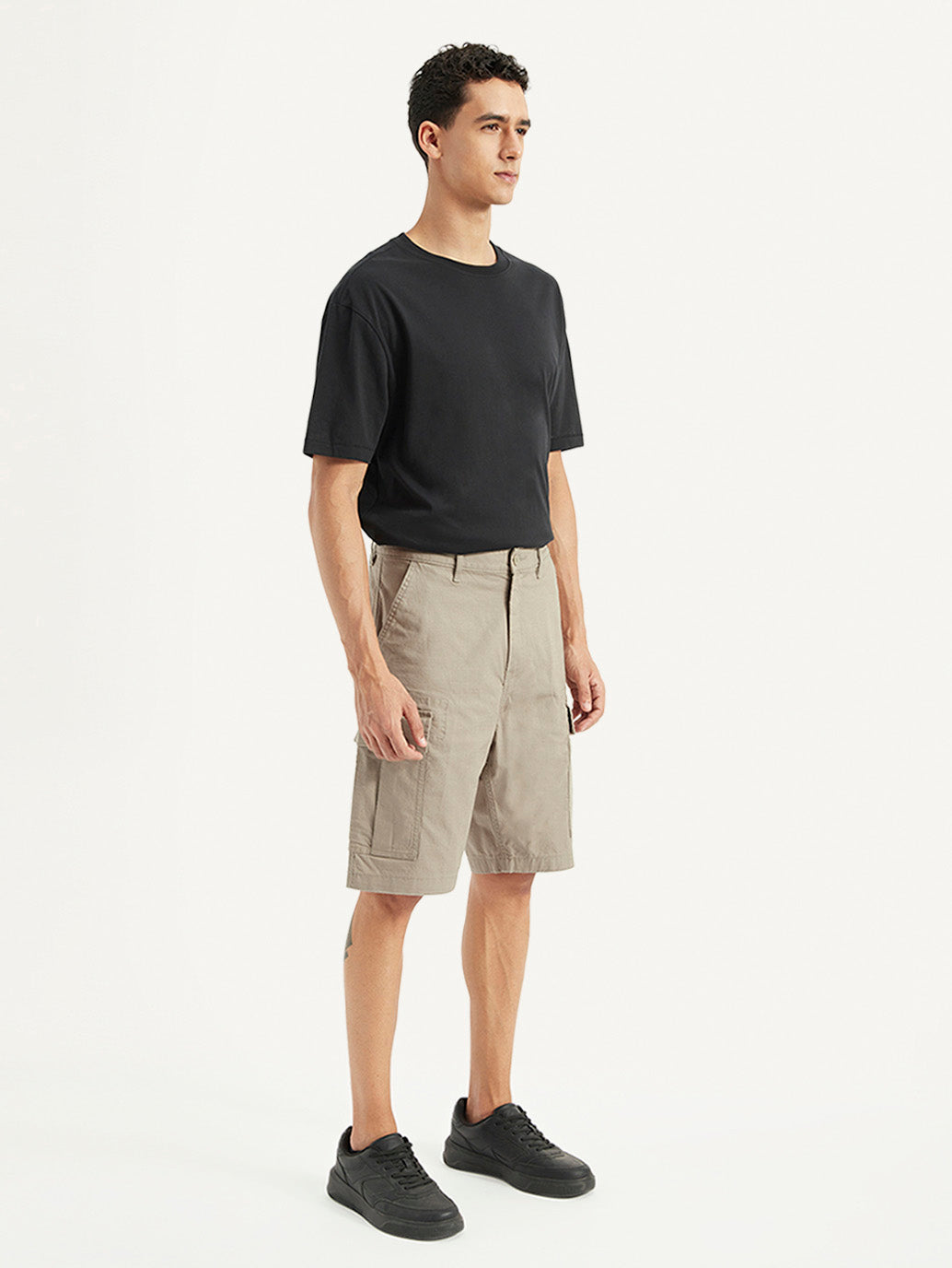 Men's Beige Cargo Fit Shorts