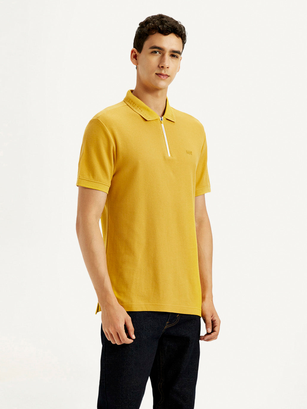 Men's Solid Yellow Slim Fit Polo T-shirt