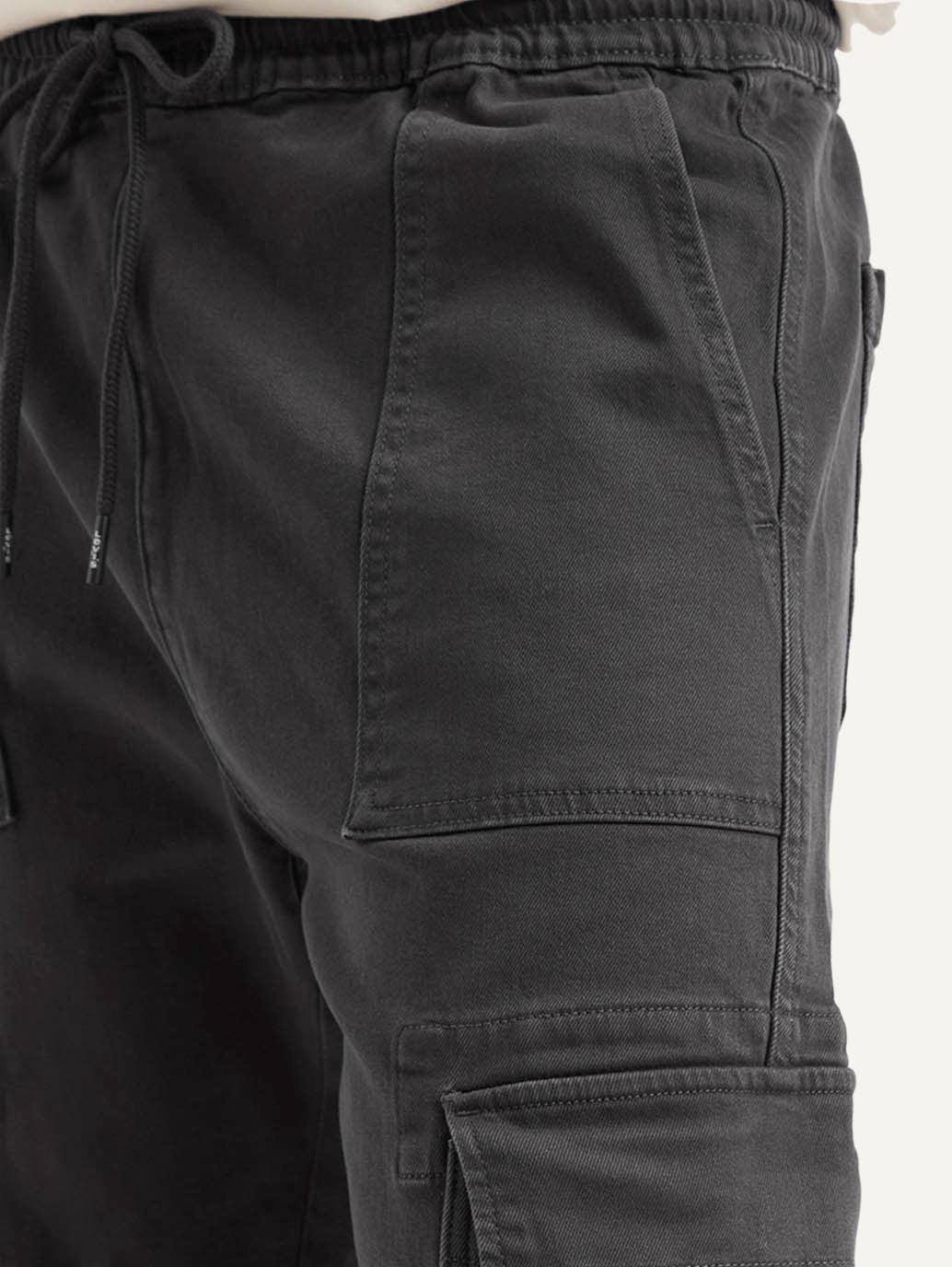 Men's Charcoal Grey Regular Fit Cargo Joggers