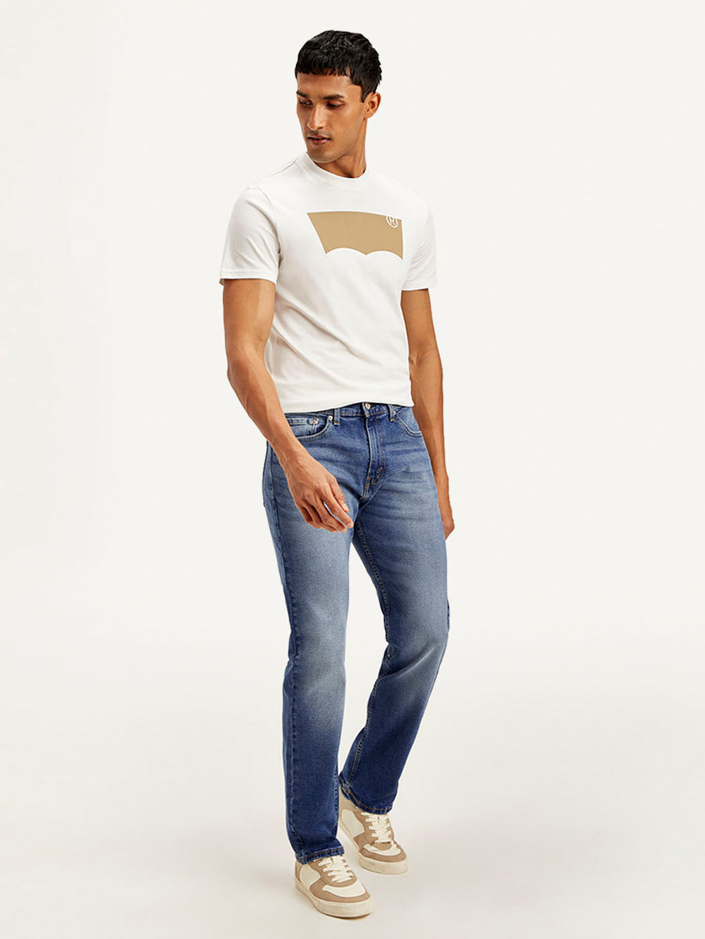 Men's 505 Blue Straight Fit Mid Rise Jeans