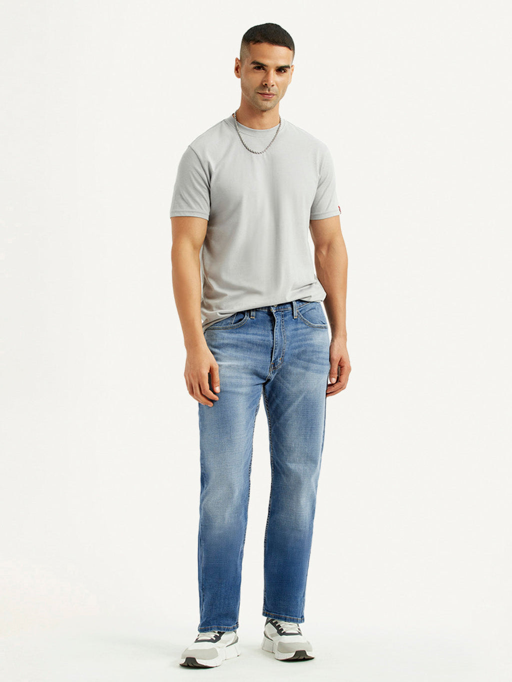 Men's 505 Blue Straight Fit Mid Rise Jeans