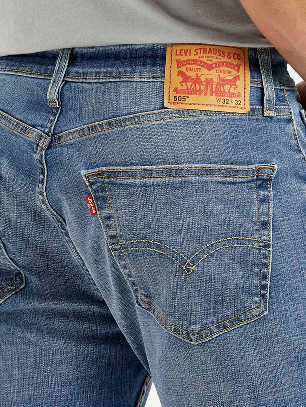 Men's 505 Blue Straight Fit Mid Rise Jeans