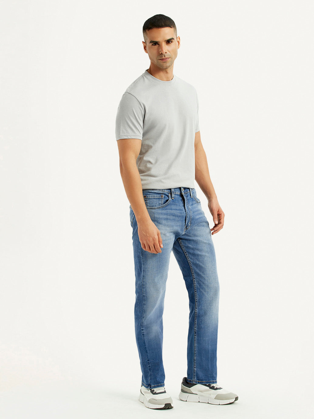 Men's 505 Blue Straight Fit Mid Rise Jeans