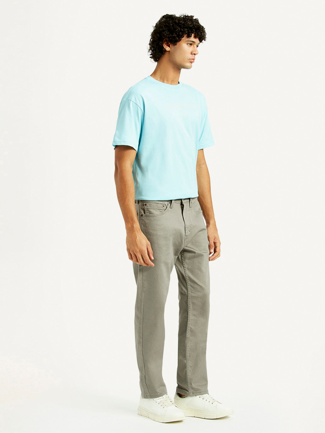 Men's 505 Grey Overdyed Straight Fit Mid Rise Jeans