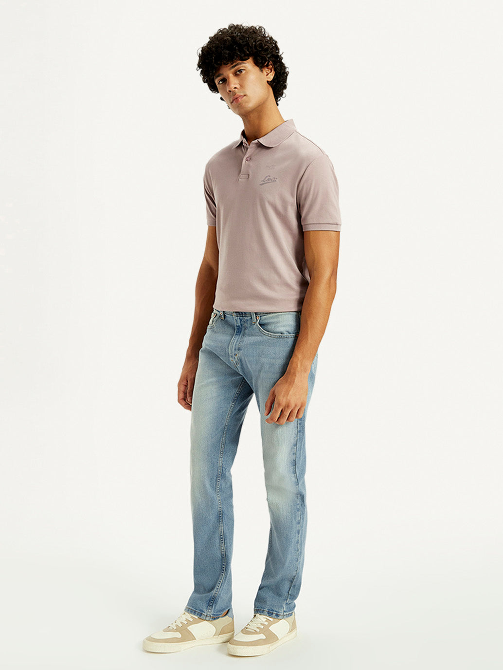 Men's Tinted 505 Light Indigo Straight Fit Mid Rise Jeans