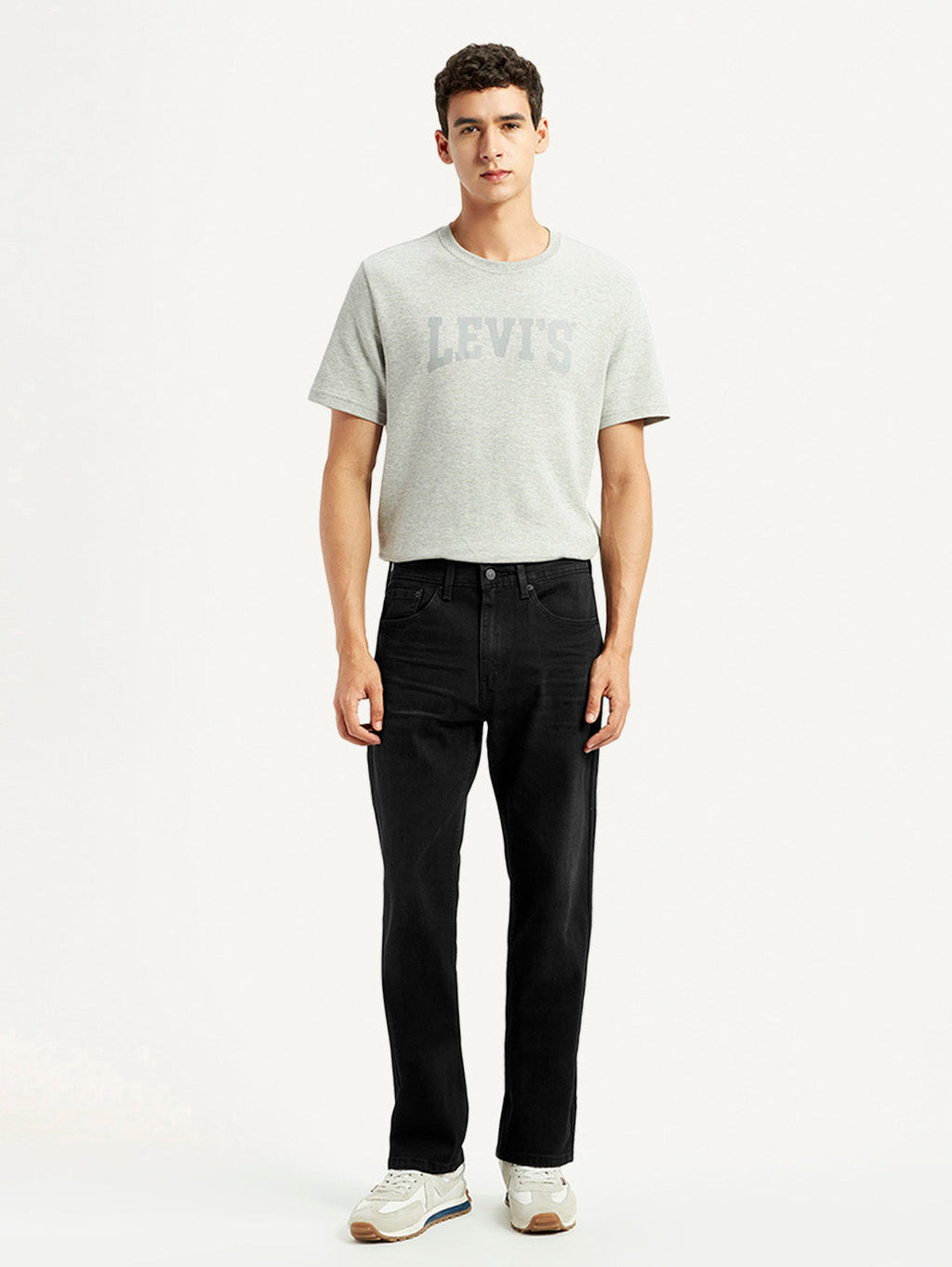 Men's 505 Black Straight Fit Mid Rise Jeans