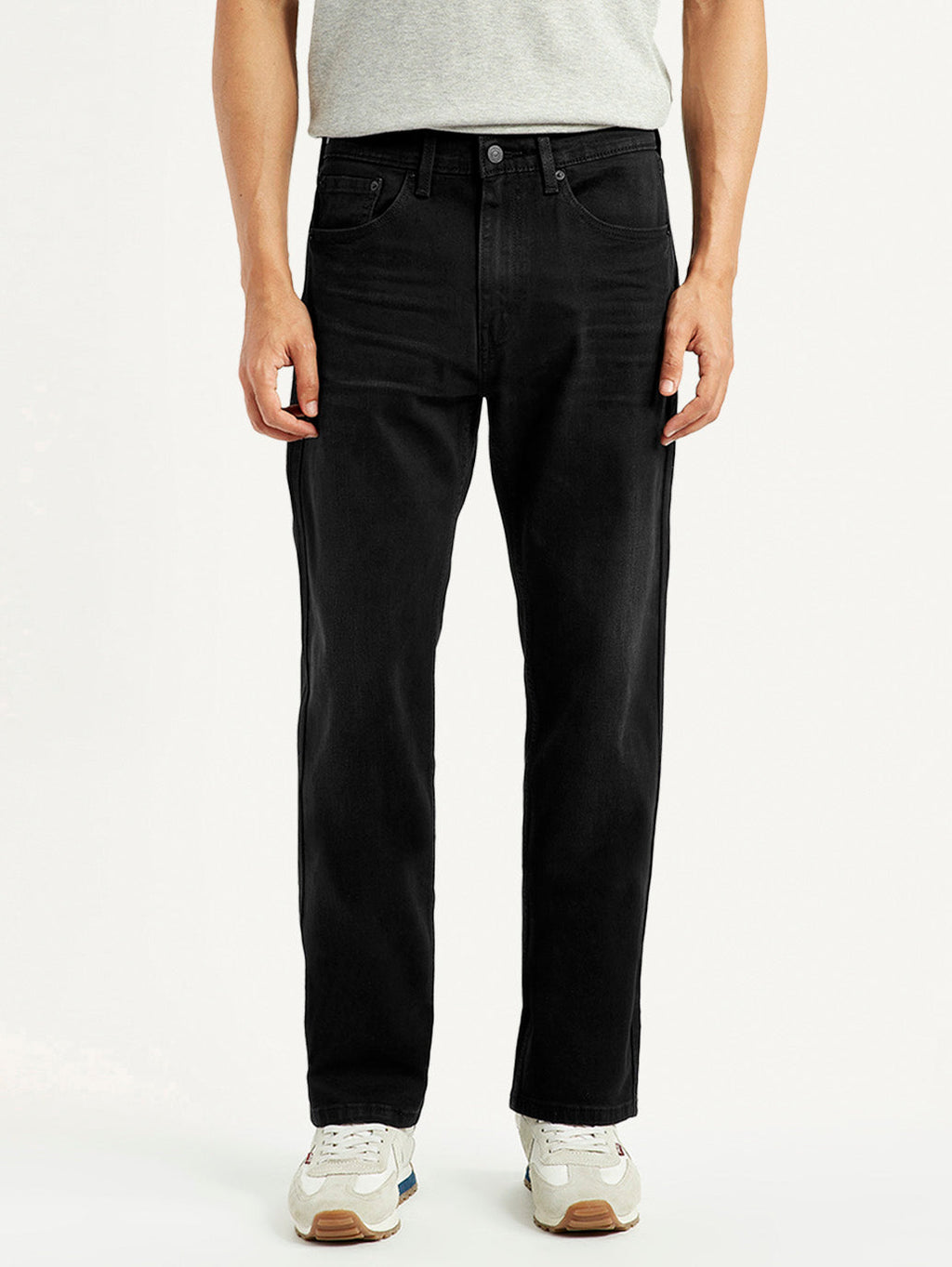 Men's 505 Black Straight Fit Mid Rise Jeans