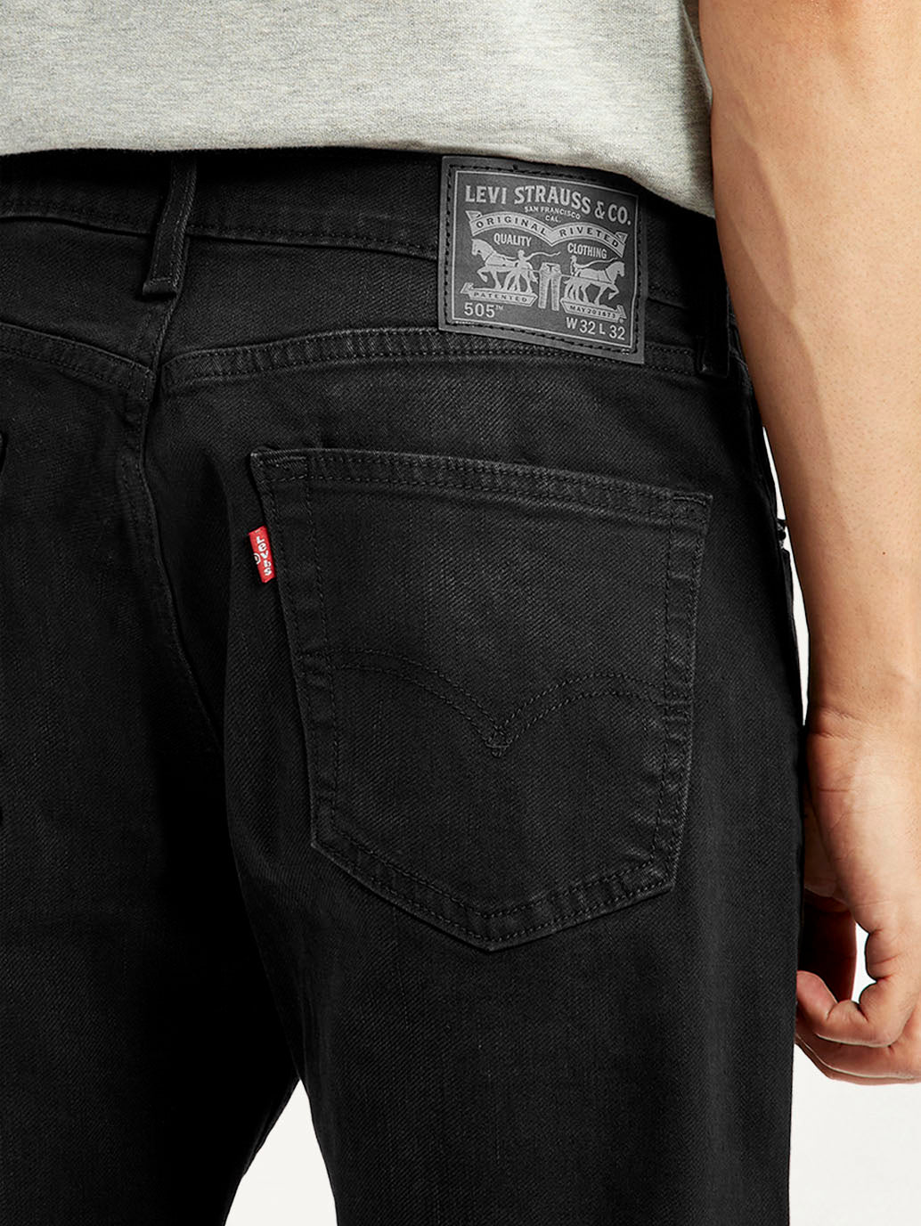 Men's 505 Black Straight Fit Mid Rise Jeans