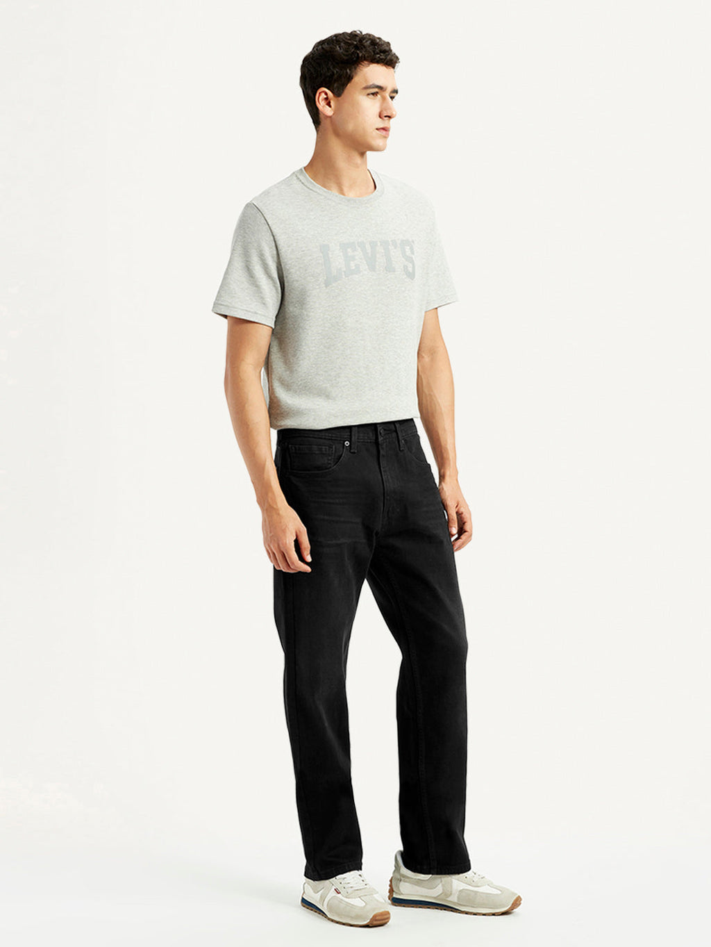 Men's 505 Black Straight Fit Mid Rise Jeans