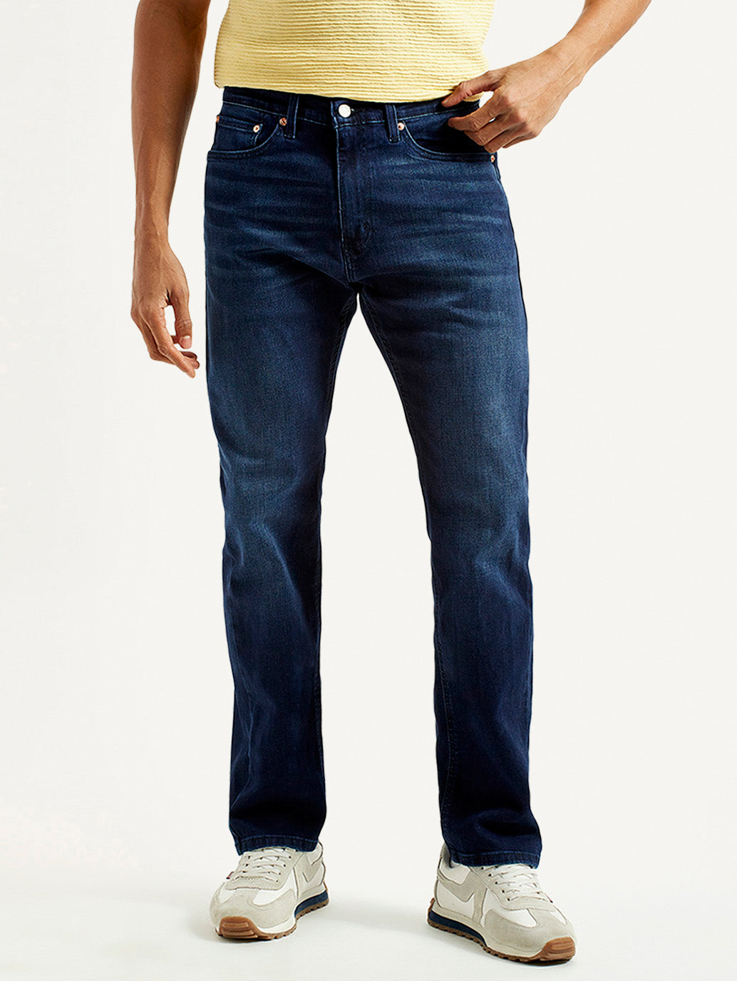 Men's 505 Dark Blue Straight Fit Mid Rise Jeans