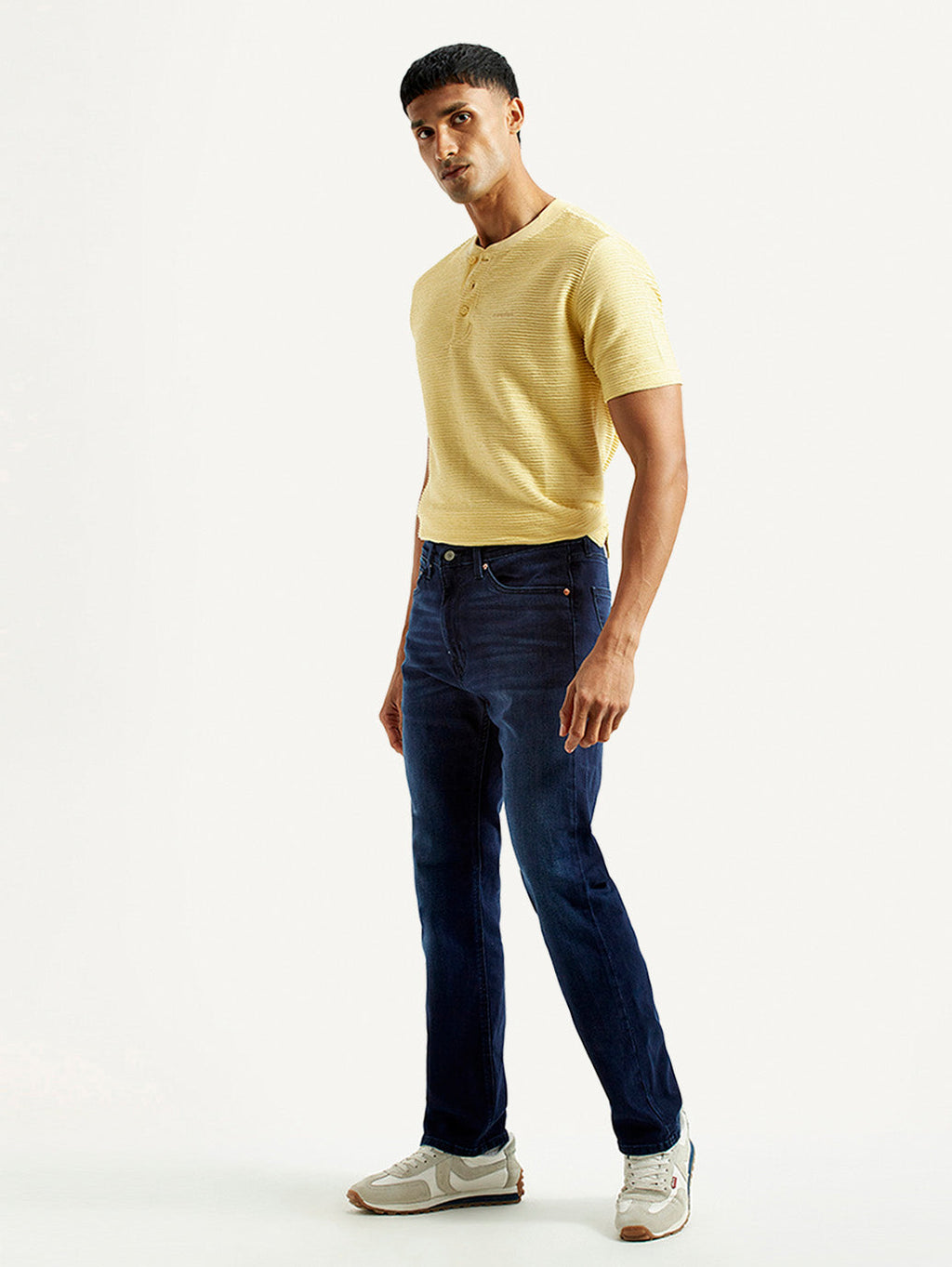 Men's 505 Dark Blue Straight Fit Mid Rise Jeans