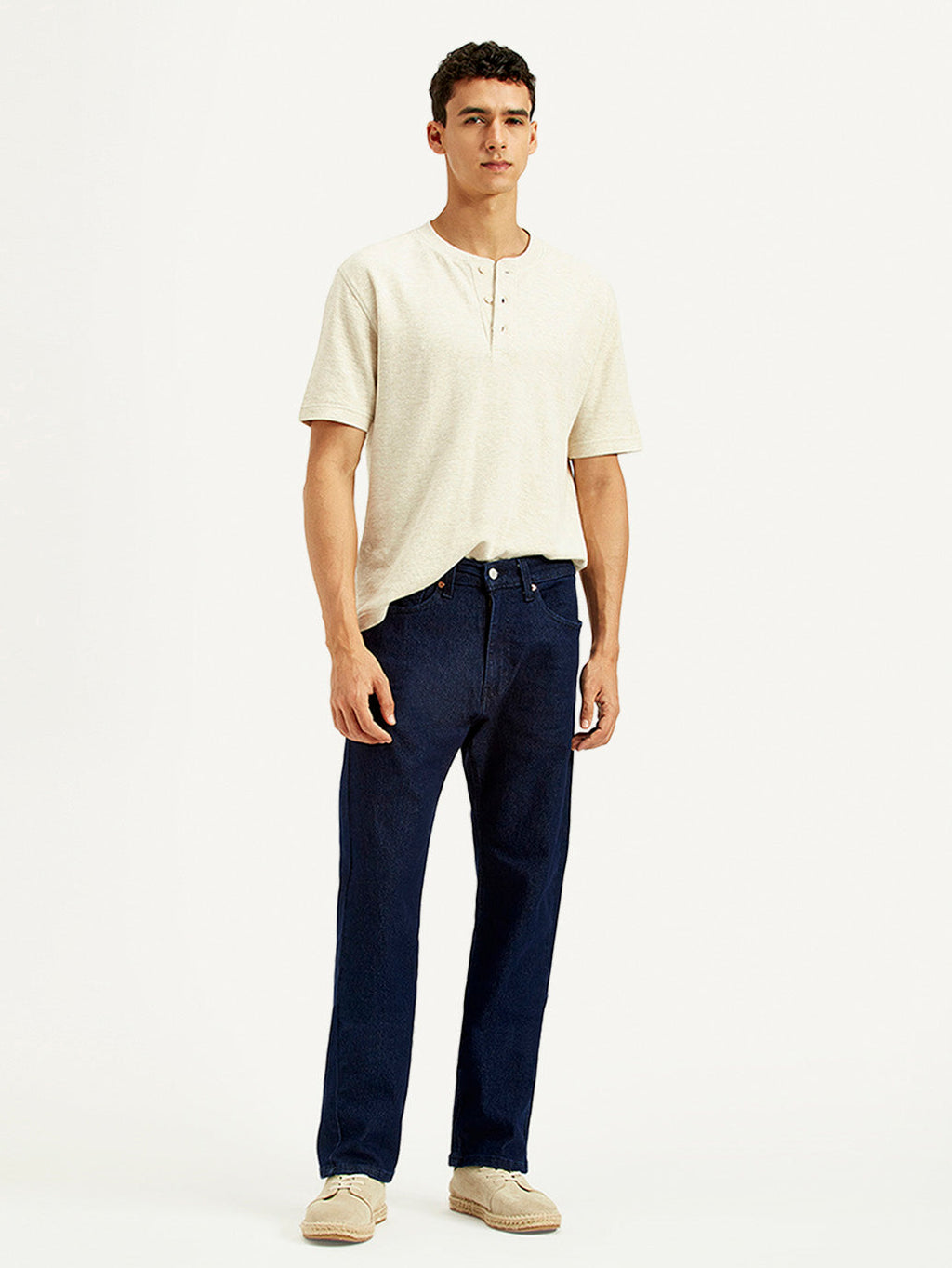 Men's 505 Navy Blue Straight Fit Mid Rise Jeans
