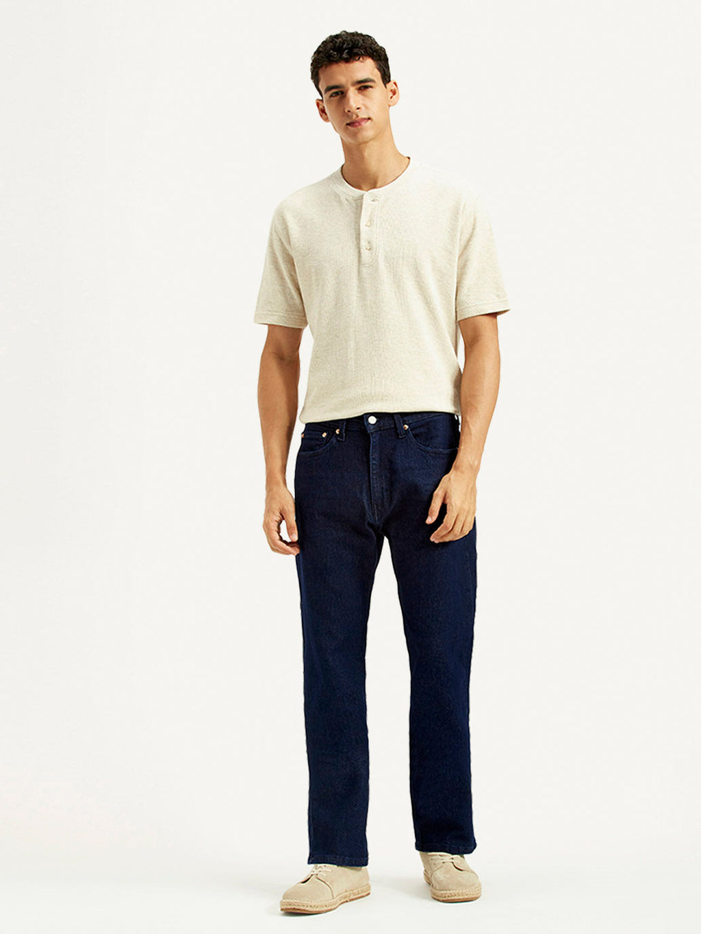 Men's 505 Navy Blue Straight Fit Mid Rise Jeans