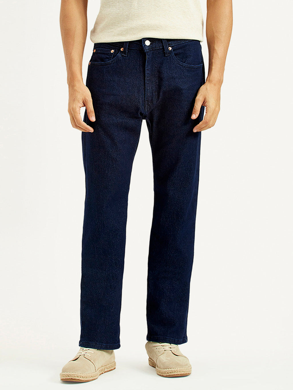 Men's 505 Navy Blue Straight Fit Mid Rise Jeans