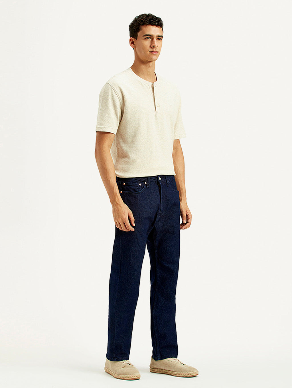 Men's 505 Navy Blue Straight Fit Mid Rise Jeans