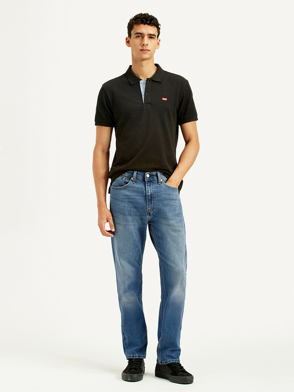 Men's 505 Blue Straight Fit Mid Rise Jeans