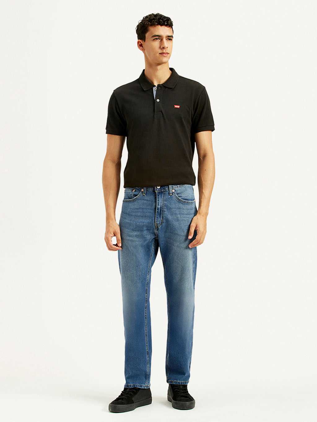 Men's 505 Blue Straight Fit Mid Rise Jeans