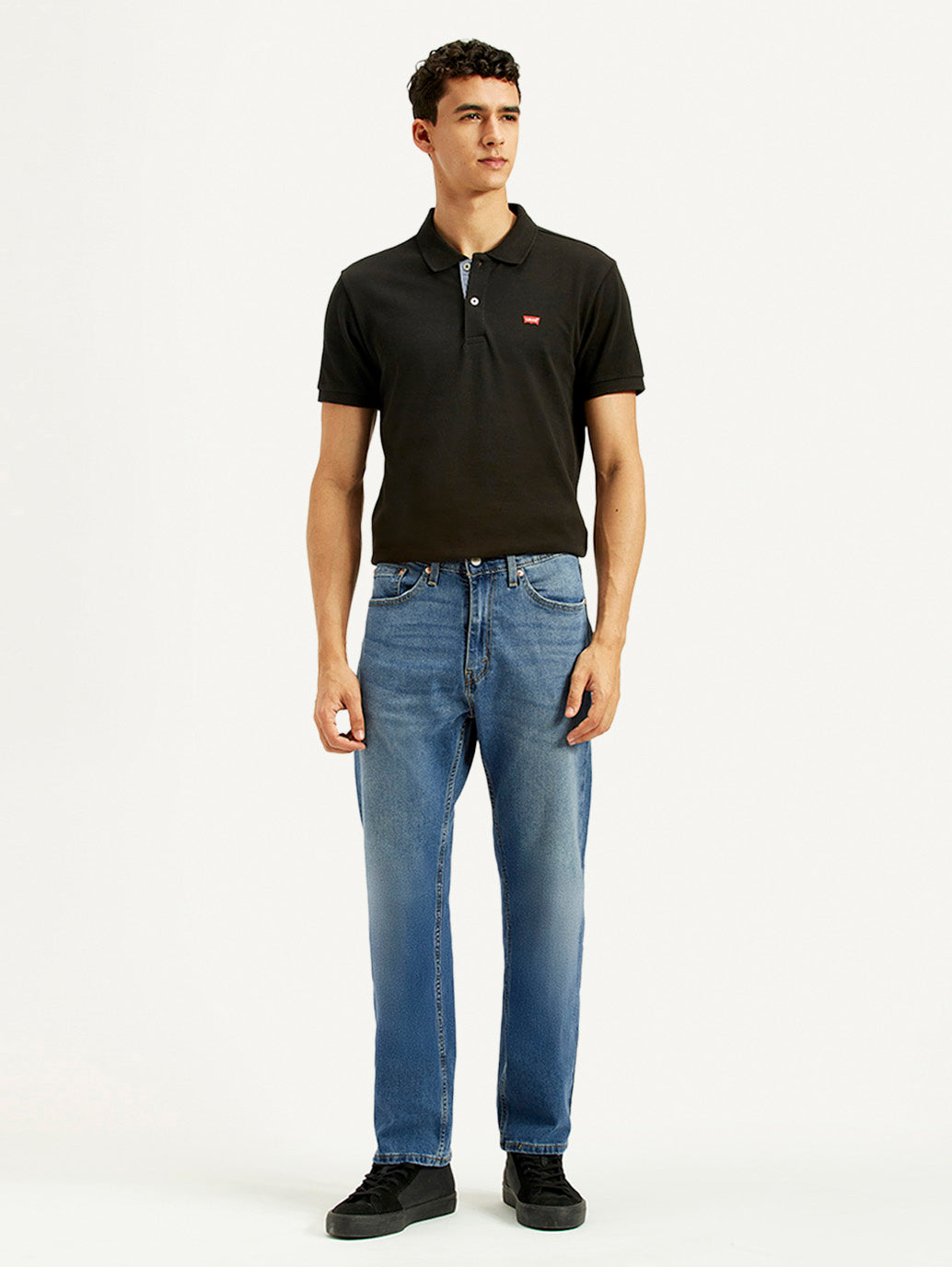 Men's 505 Blue Straight Fit Mid Rise Jeans