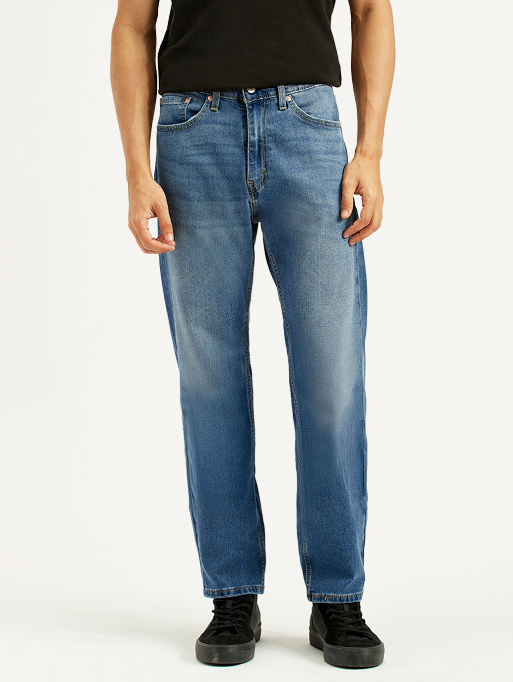 Men's 505 Blue Straight Fit Mid Rise Jeans