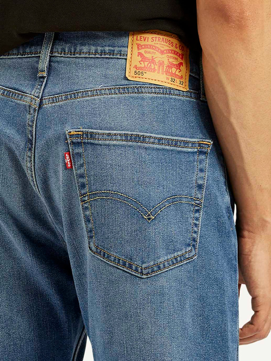 Men's 505 Blue Straight Fit Mid Rise Jeans