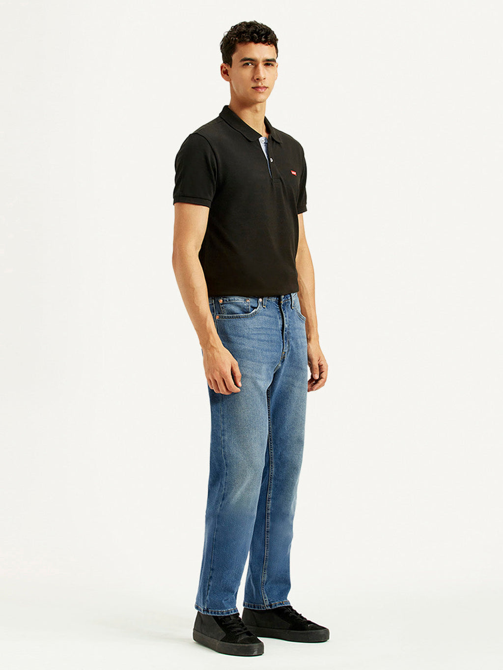 Men's 505 Blue Straight Fit Mid Rise Jeans