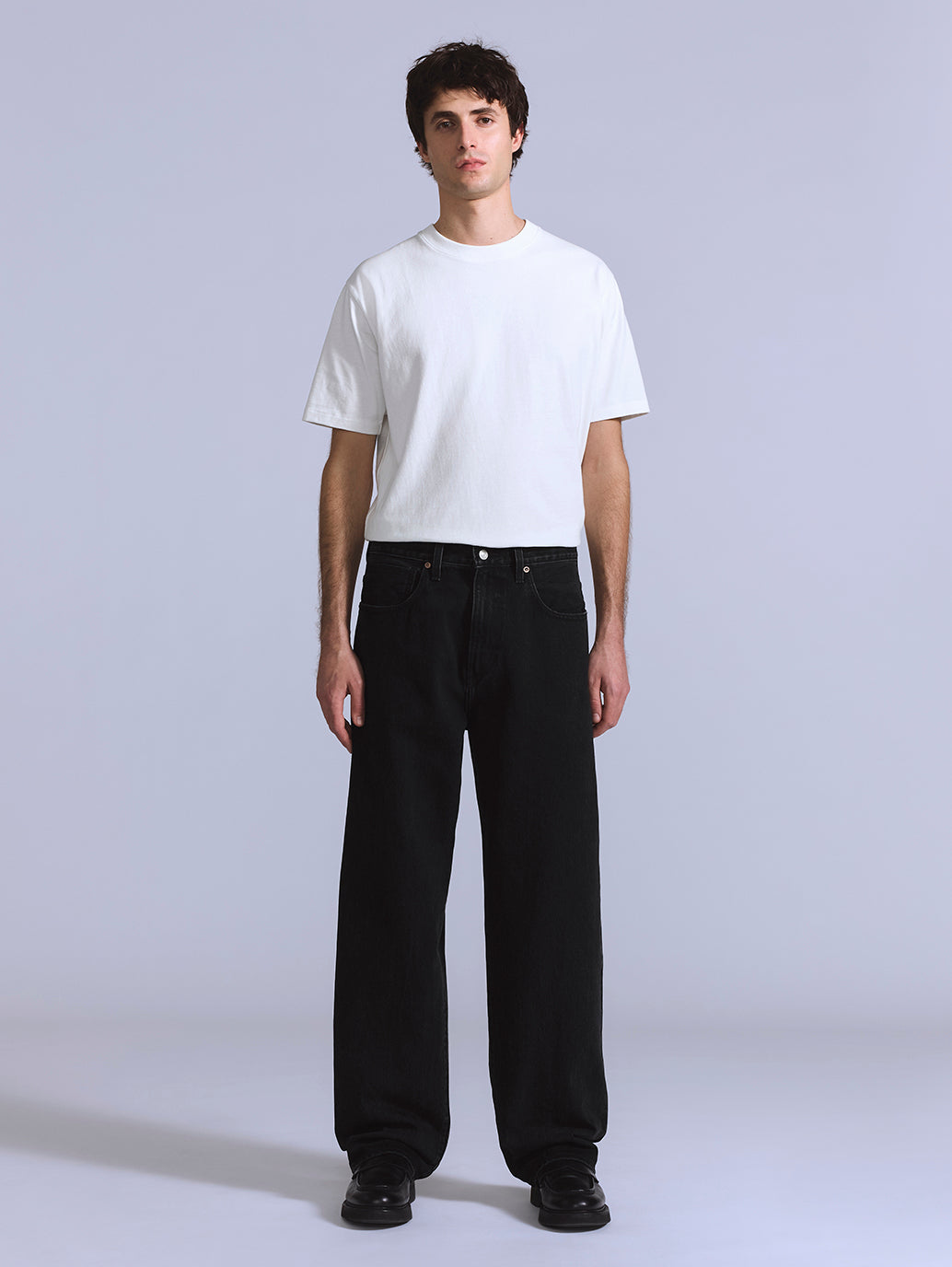 Men's Black Loose Fit Mid Rise Jeans