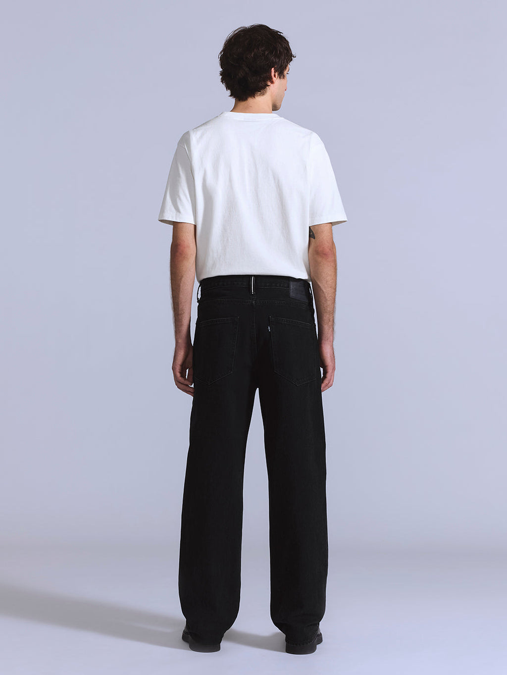 Men's Black Loose Fit Mid Rise Jeans