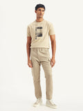 Men's Beige Slim Tapered Fit Cargo Trousers