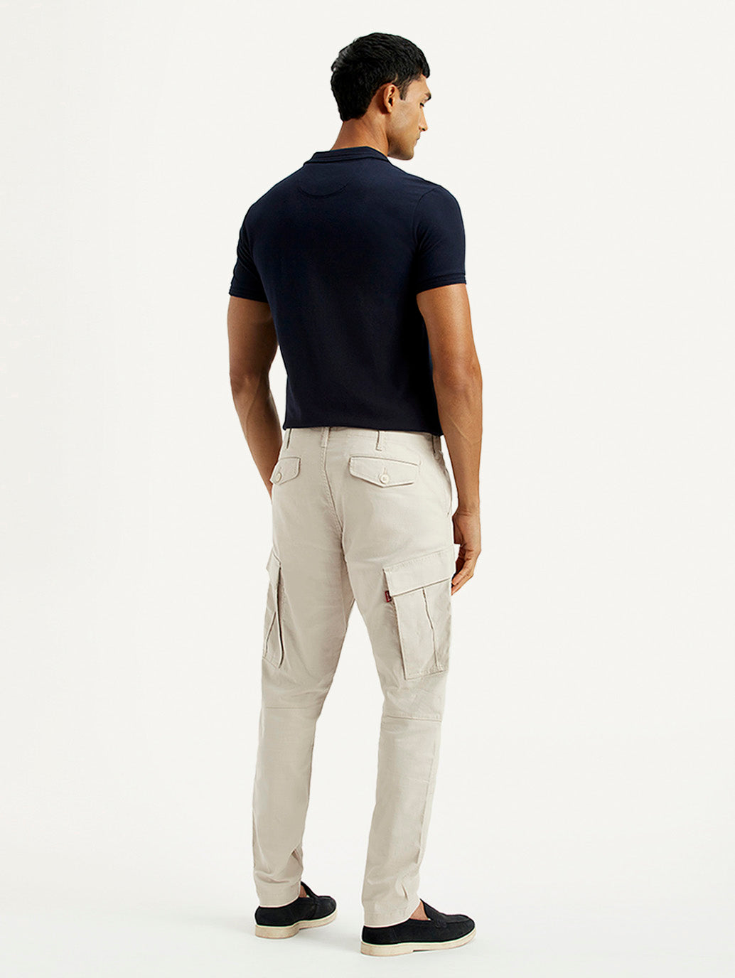 Men's Off White Slim Fit Mid Rise Cargo Trousers