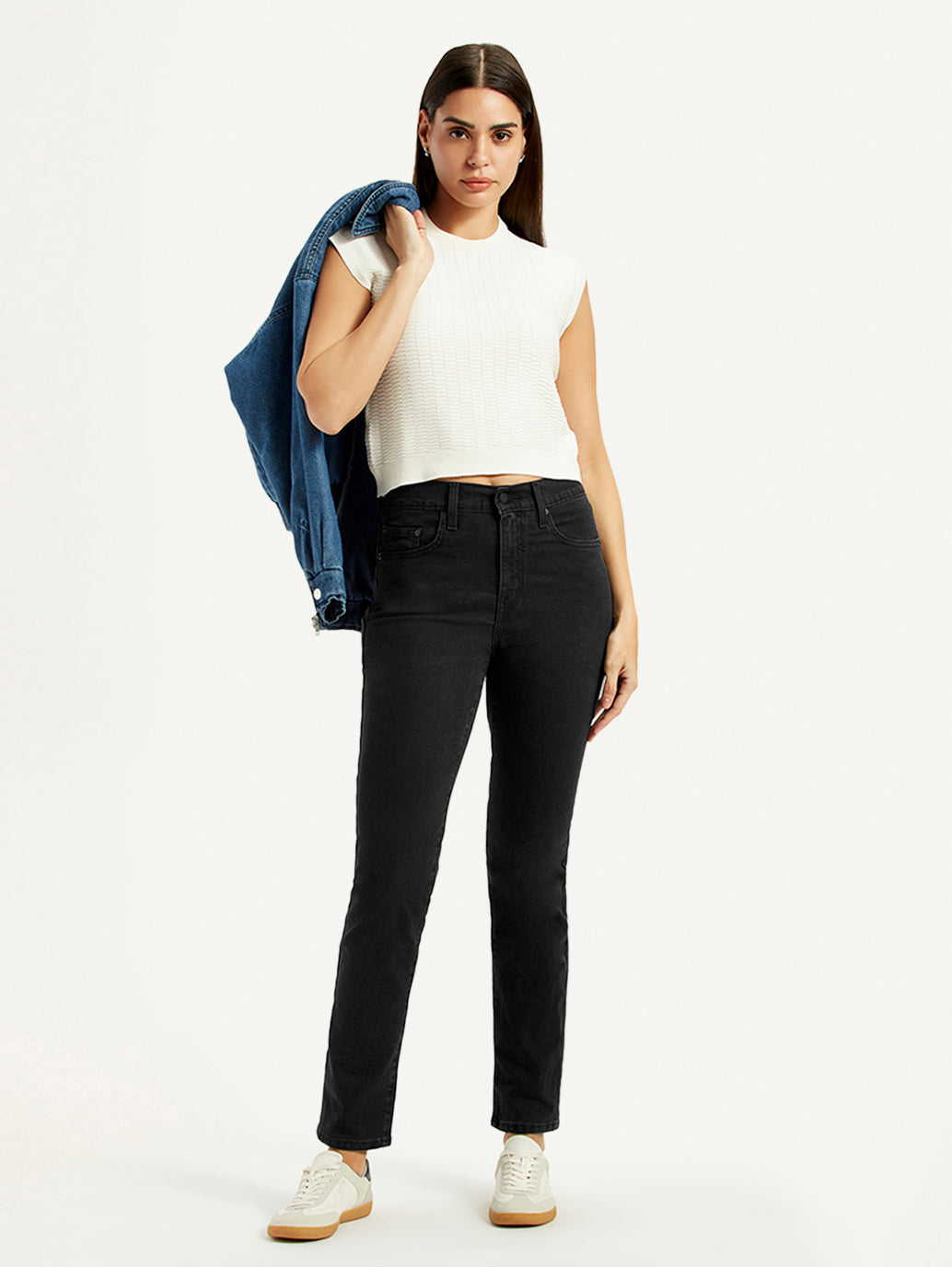 Women's 724 Black Straight Fit High Rise Jeans
