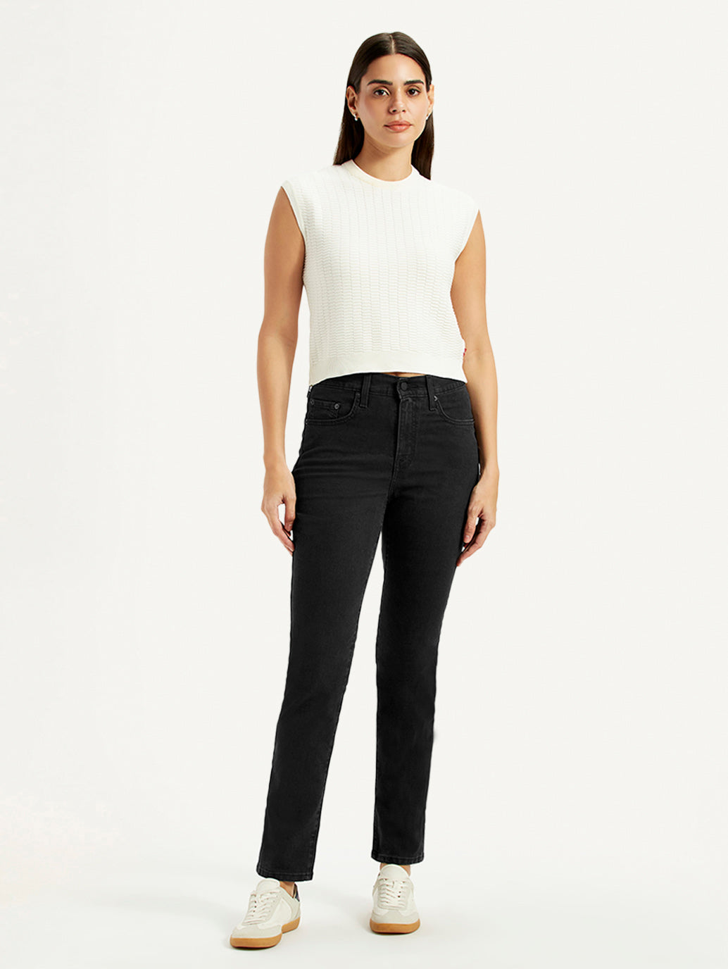 Women's 724 Black Straight Fit High Rise Jeans