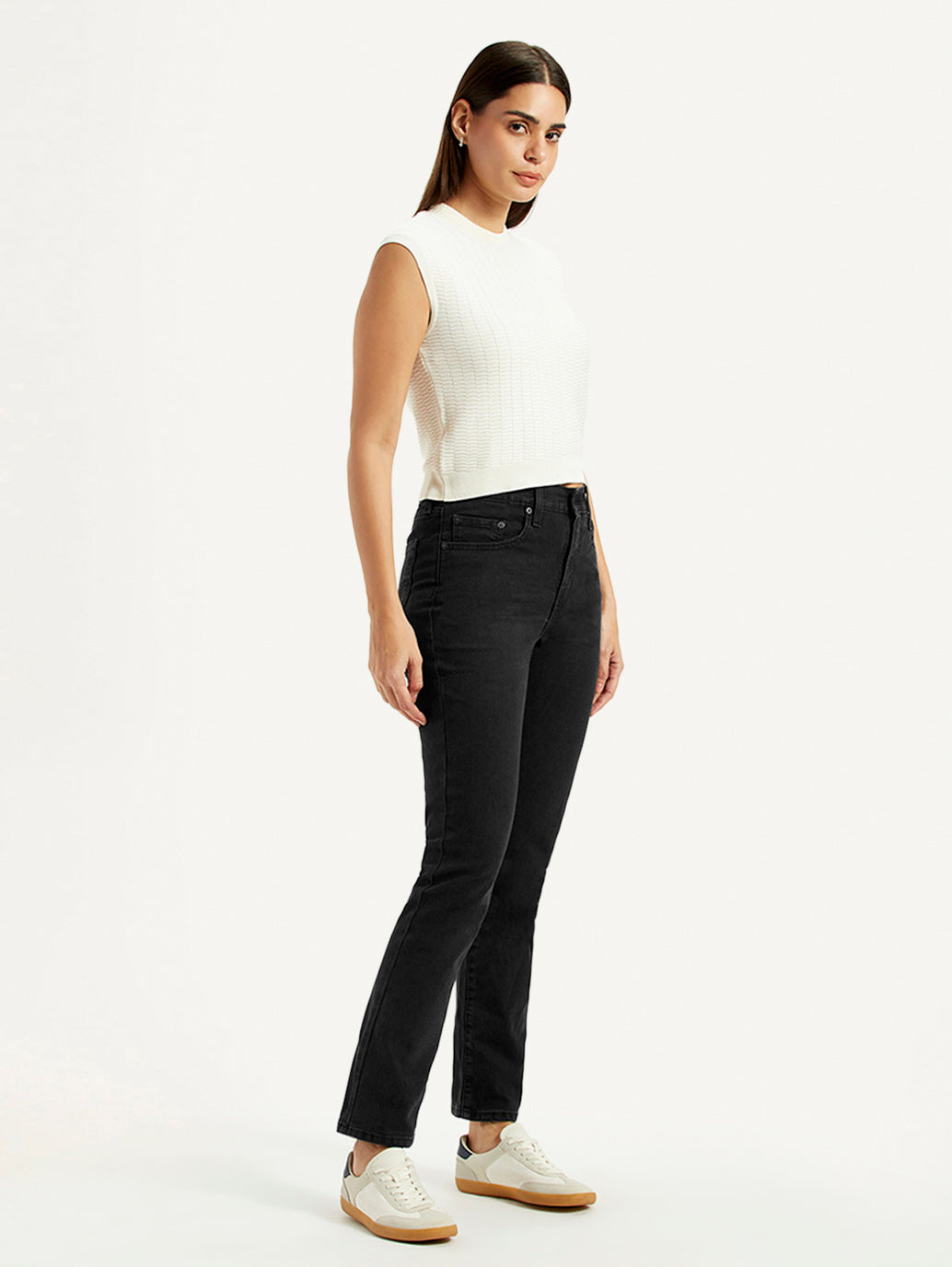 Women's 724 Black Straight Fit High Rise Jeans