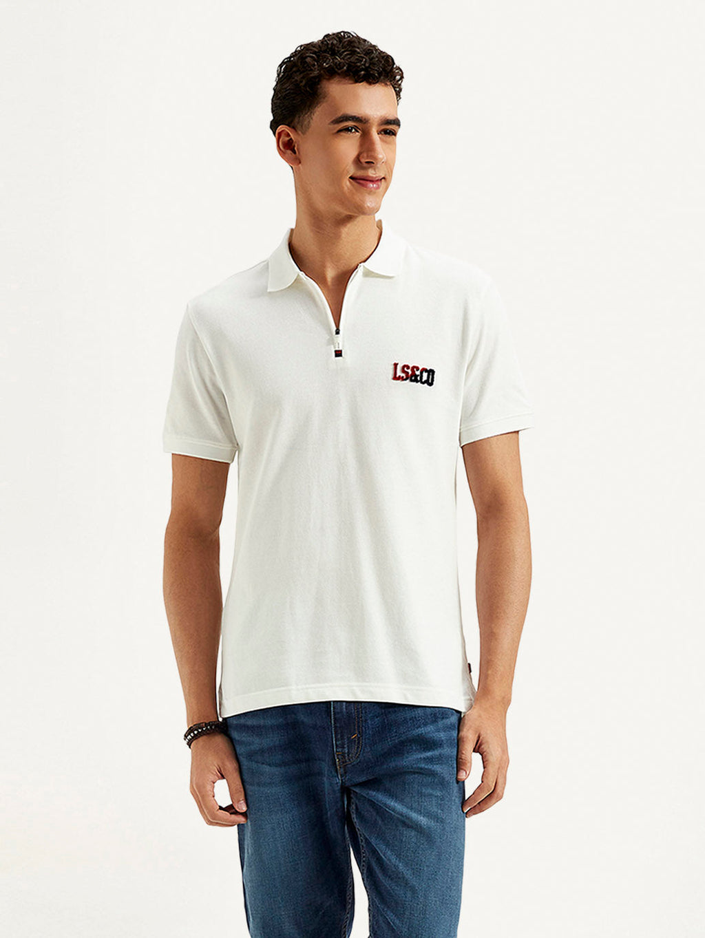 Men's Brand Logo Slim Fit Polo T-shirt