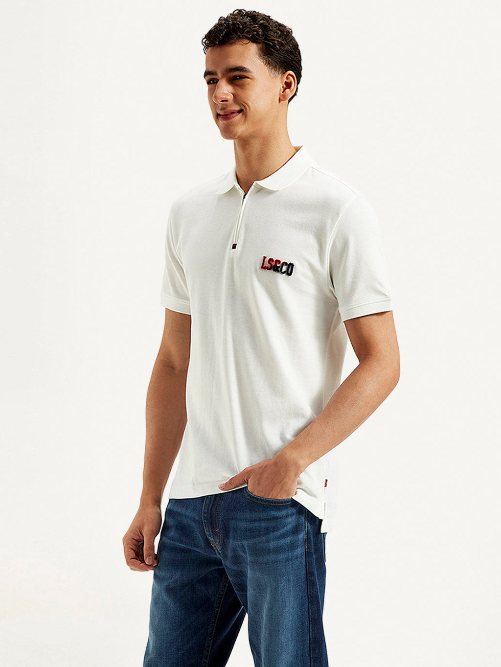 Men's Brand Logo Slim Fit Polo T-shirt