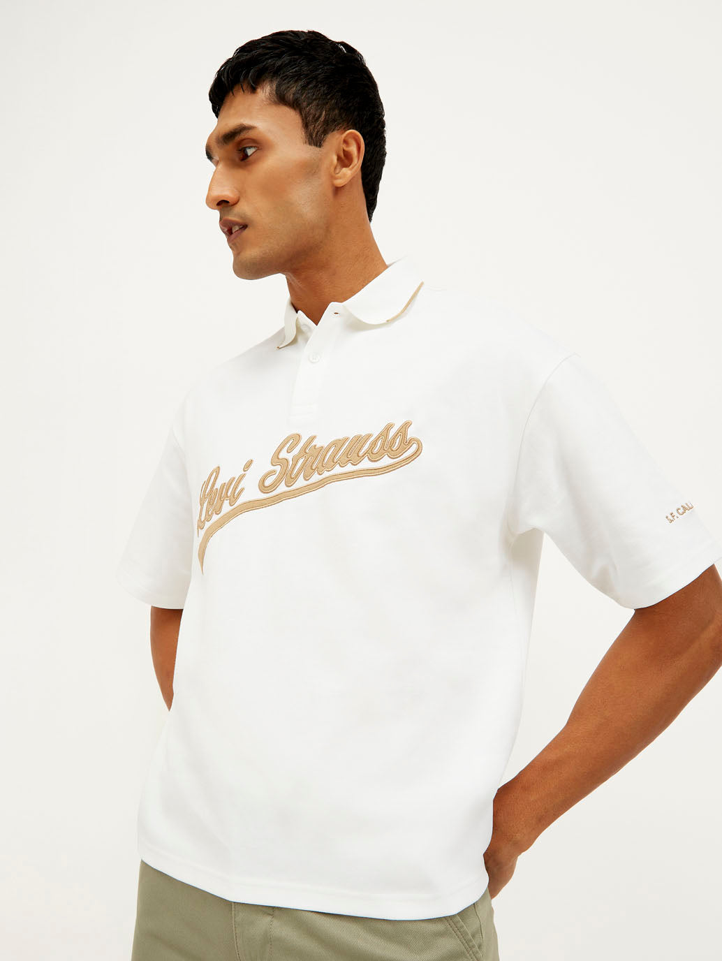 Men's Brand Logo Loose Fit Polo T-shirt