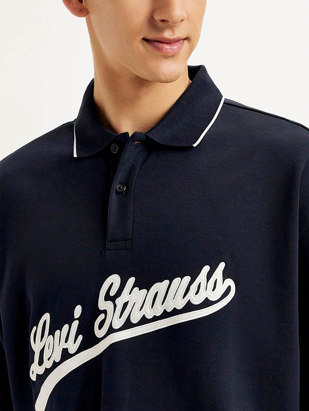 Men's Brand Logo Loose Fit Polo T-shirt