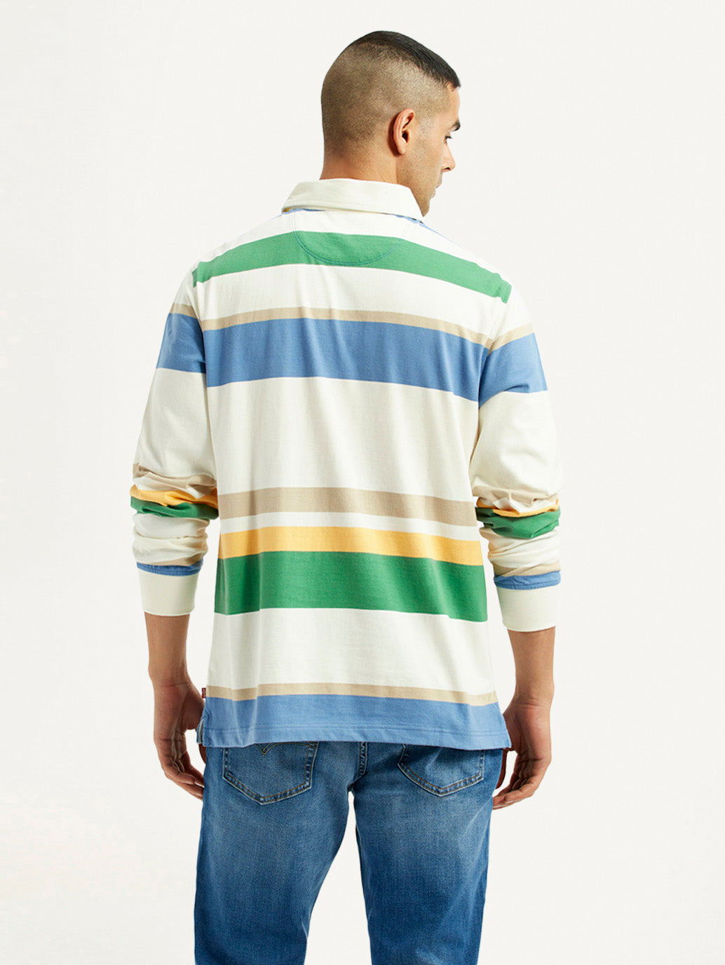 Men's Striped Multi Color Slim Fit Polo T-shirt