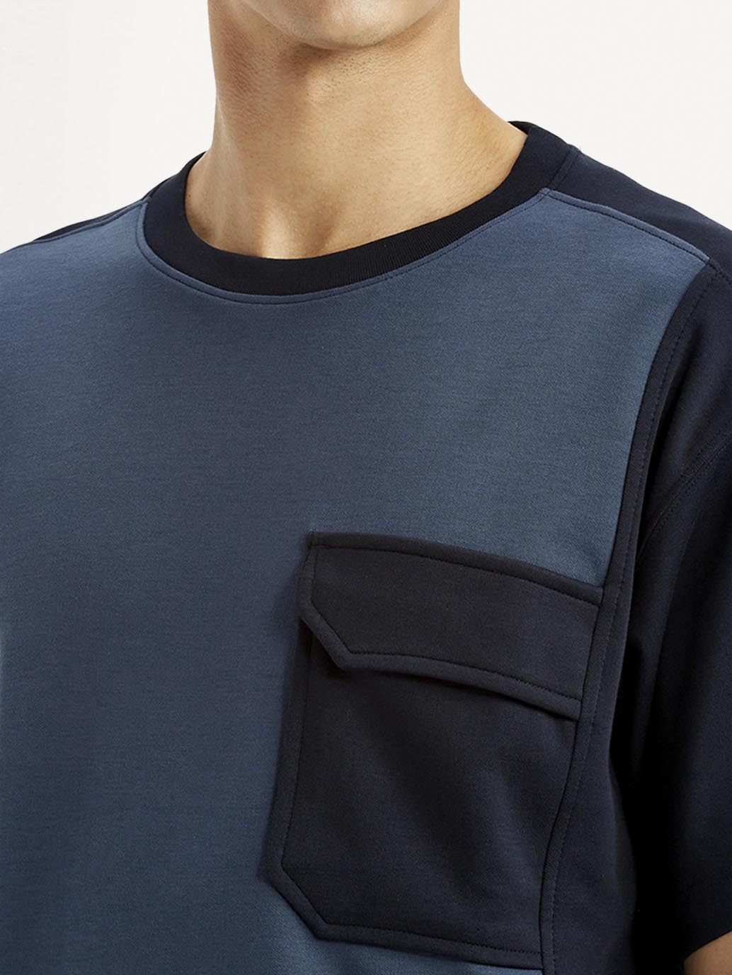 Men's Colorblock Blue Crew Neck T-shirt