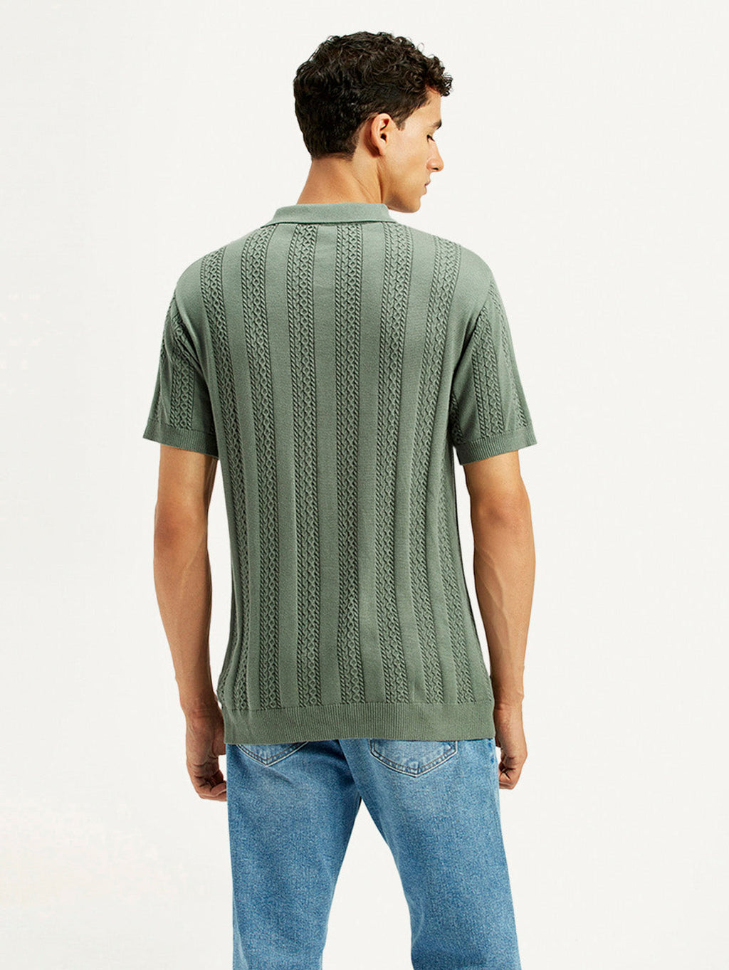 Men's Textured Slim Fit Polo T-Shirt