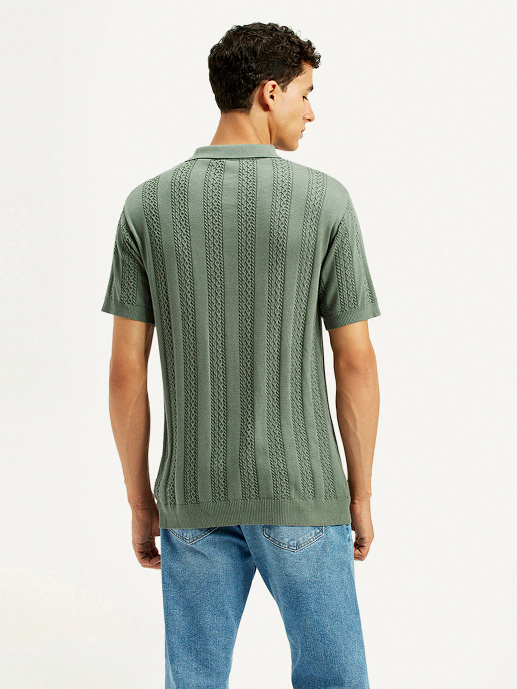 Men's Textured Slim Fit Polo T-Shirt