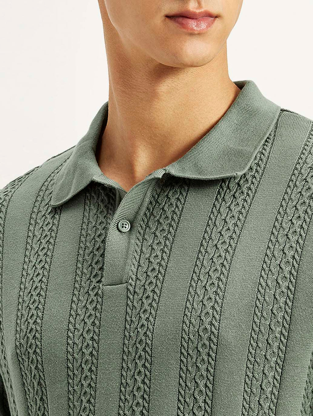 Men's Textured Slim Fit Polo T-Shirt