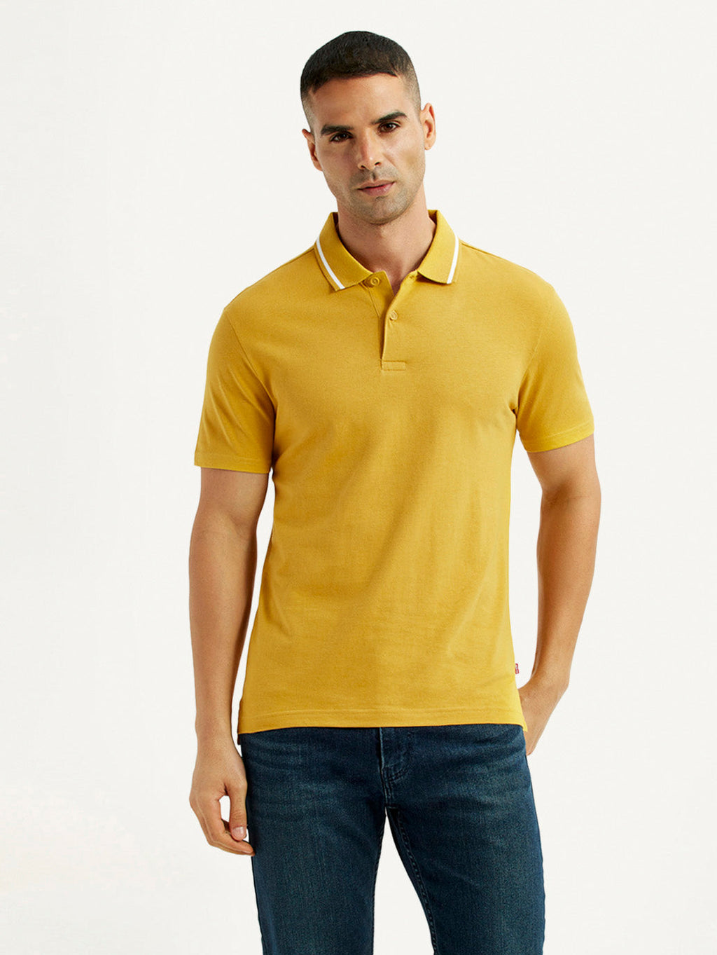 Men's Solid Yellow Polo T-Shirt